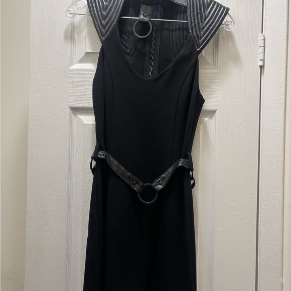 Lip service black dress with faux leather detailing - Picture 1 of 7